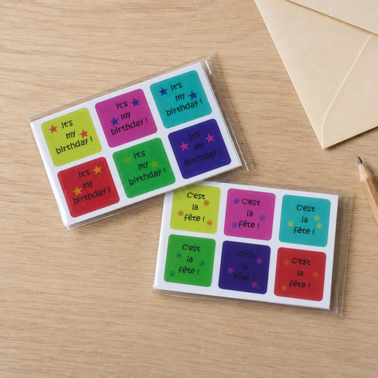 lot de 12 mini stickers fête anniversaire