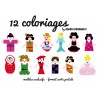cartes à colorier thème filles