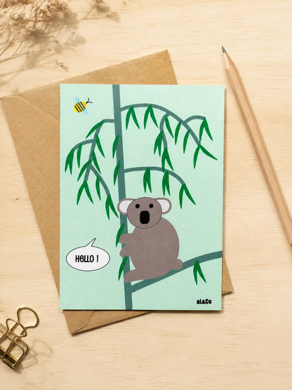 carte postale Hello le koala