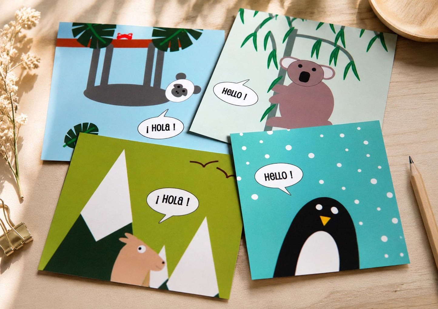 carte postale Hello le pingouin