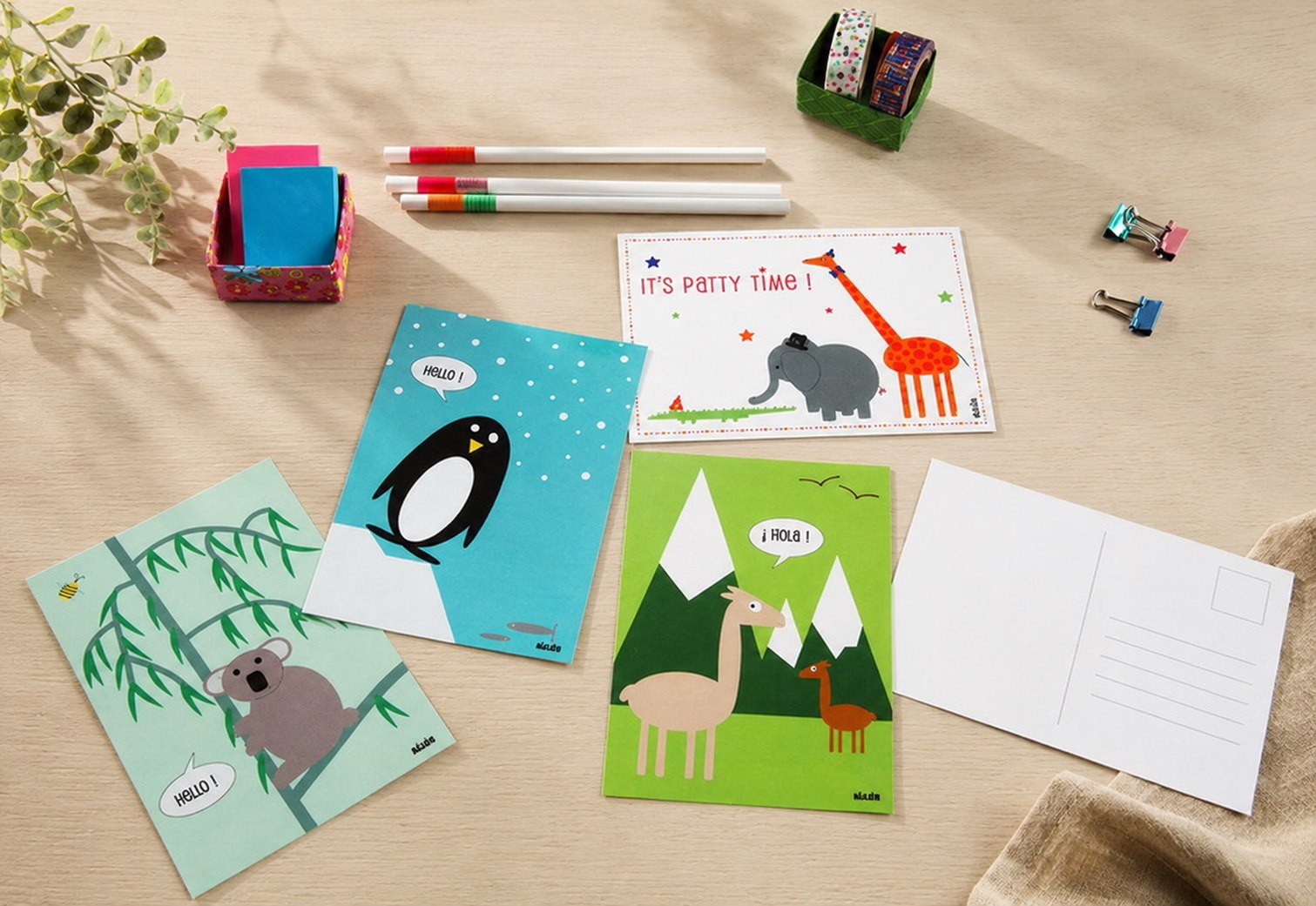 carte postale Hello le pingouin