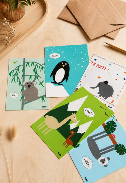 carte postale Hello le pingouin