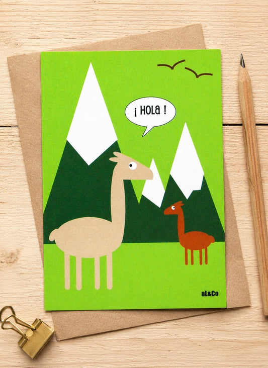 carte postale Hola les lamas