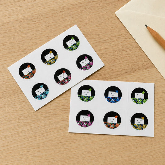 lot de 12 mini stickers kokeshis