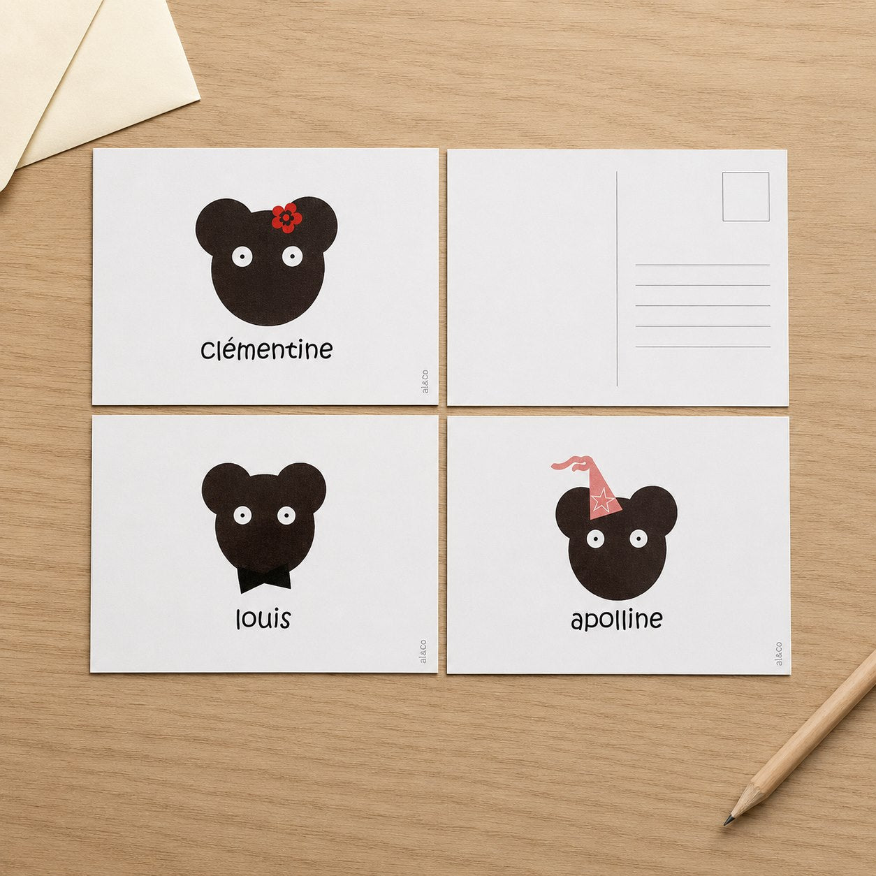 lot de 4 cartes les petits ours