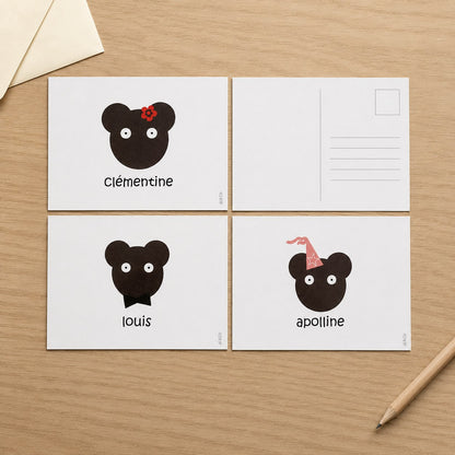 lot de 4 cartes les petits ours